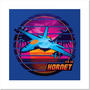 Neon Retro F/A-18 Hornet Posters and Art